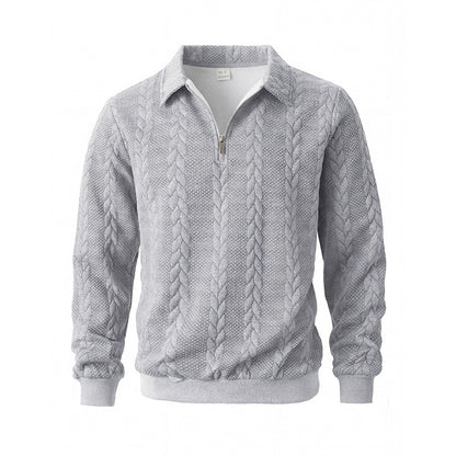 Men's sweatshirt with zipper and laydown collar