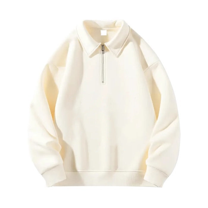 Polo sweatshirt with half zipper, lightweight