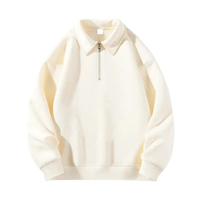 Polo sweatshirt with half zipper, lightweight