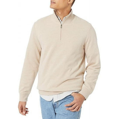 Men's sweatshirt with stand-up collar and quarter zipper