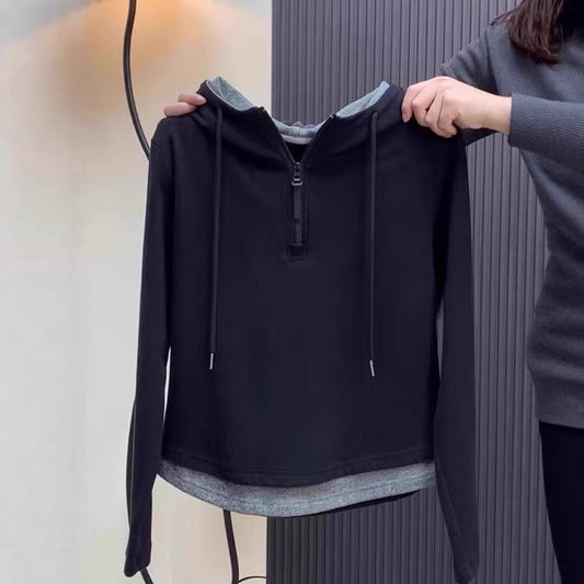 Women's Hooded Sweatshirt in Layered Look