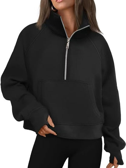 Women's sweatshirt with zipper and raglan sleeves