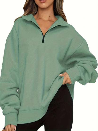 Women's sweatshirt with zipper and stand-up collar