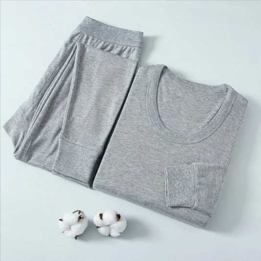 Cotton Thermal Underwear Set, Round Neck