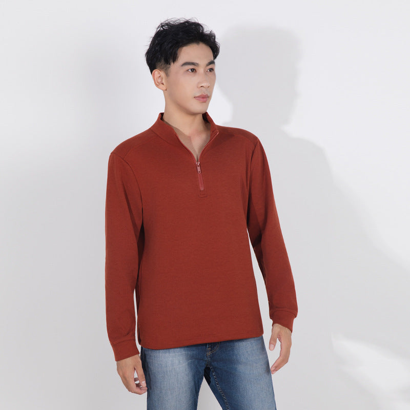 Men's waffle sweatshirt with zipper and lining