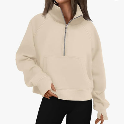 Women's sweatshirt with zipper and raglan sleeves