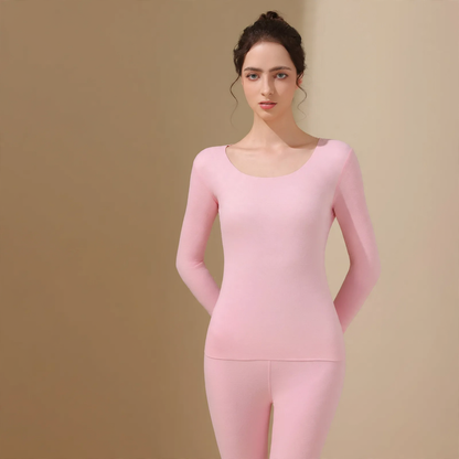 Seamless thermal underwear set with double-sided brushing