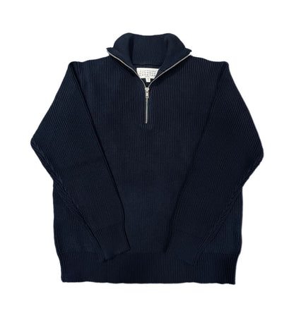 Men's Knit Sweater with Stand-Up Collar and Zipper