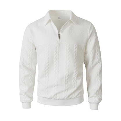 Men's sweatshirt with zipper and laydown collar