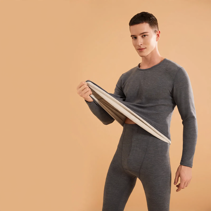 Thermal underwear set for couples, with silk content
