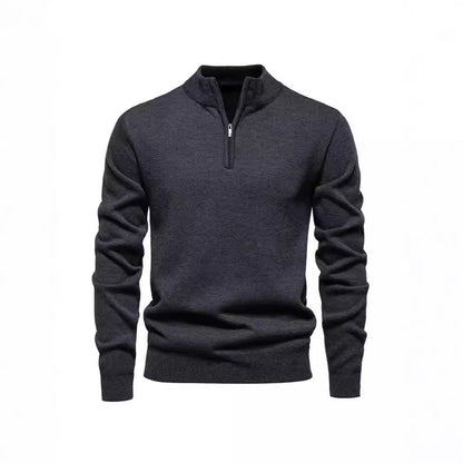 Slimmer knit sweater with stand-up collar and zipper