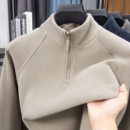 Warm men's undershirt pullover with stand-up collar