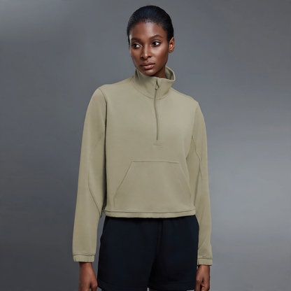 Women's sweatshirt with half zip and stand-up collar