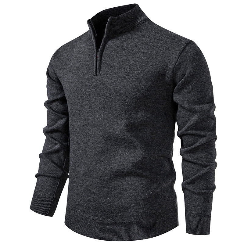 Slimmer knit sweater with stand-up collar and zipper
