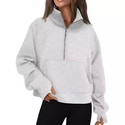Women's sweatshirt with zipper and raglan sleeves