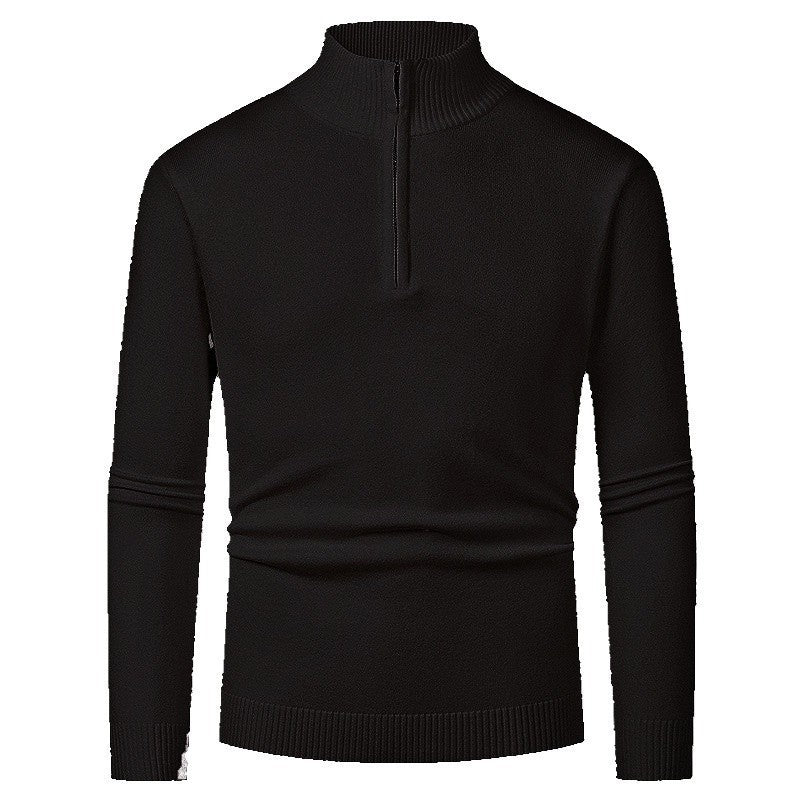 Men's knit sweater with polo collar and zipper