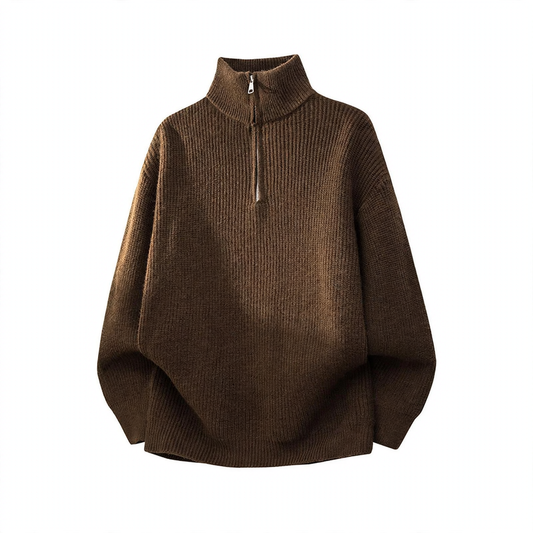 Men's knit sweater with half zipper