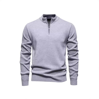 Slimmer knit sweater with stand-up collar and zipper