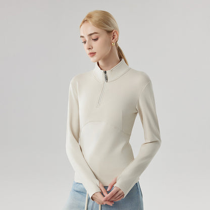 Women's sweatshirt with half zipper