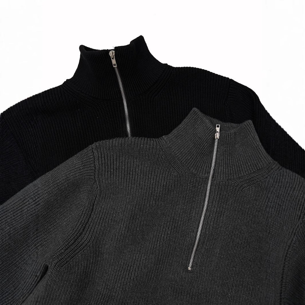 Unisex knitted pullover with zipper