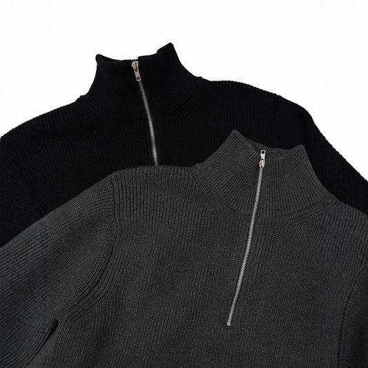 Unisex knitted pullover with zipper