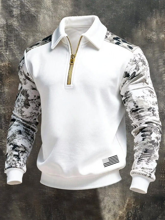 Men's sweatshirt with 3D print and zipper