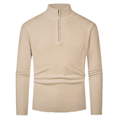 Men's knit sweater with polo collar and zipper