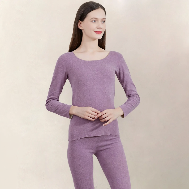Thermal underwear set, lined, crew neck