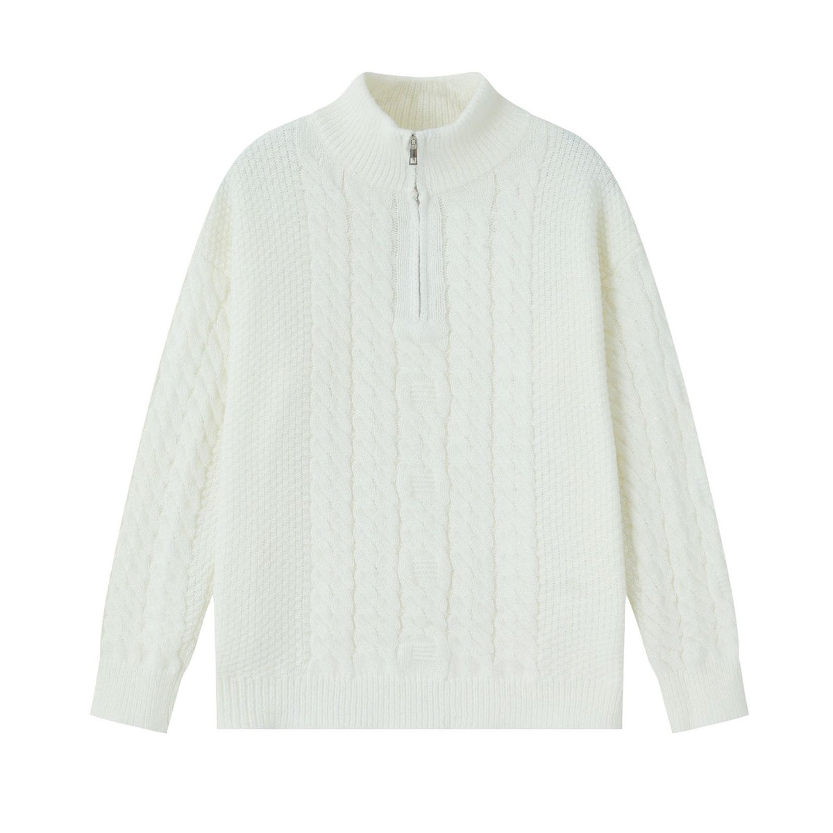 Men's knit pullover with half zipper, solid color
