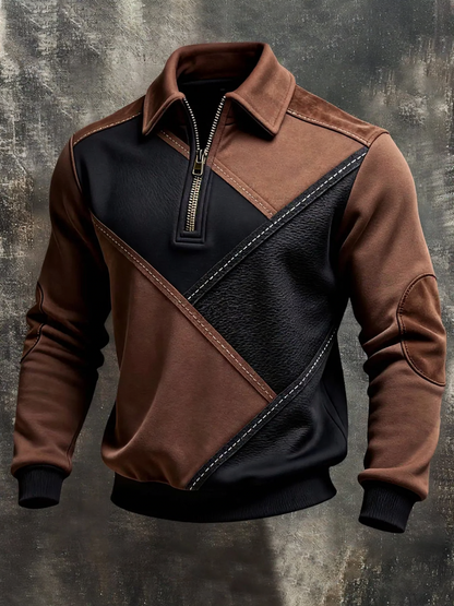 Men's sweatshirt with 3D print and zipper