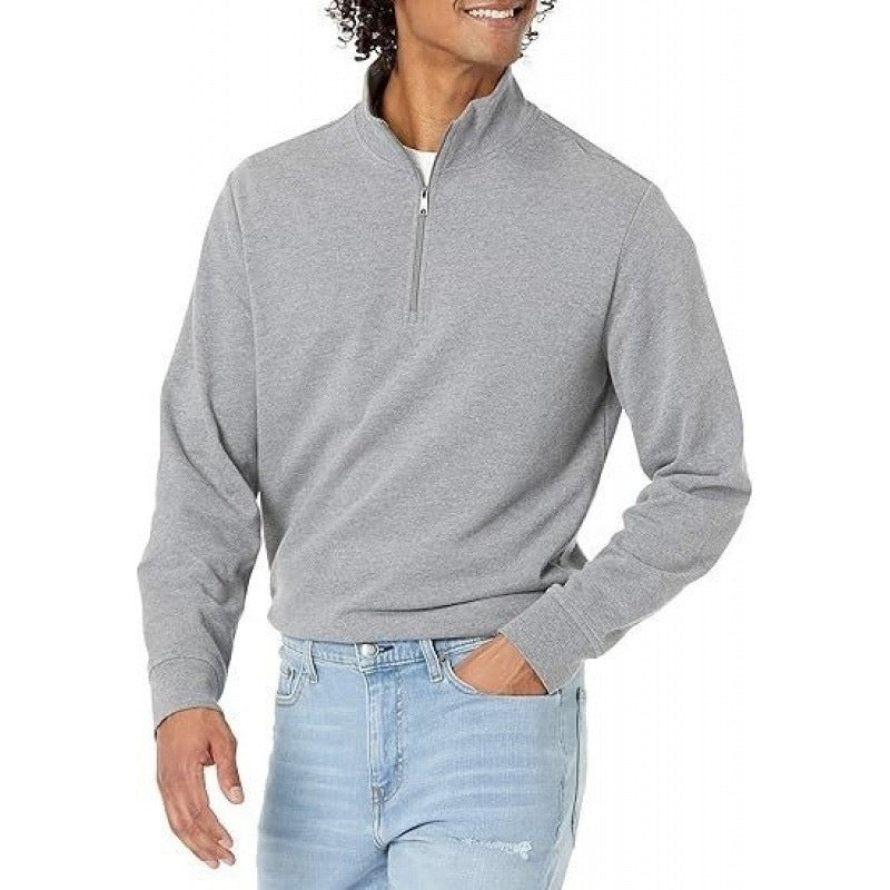 Men's sweatshirt with stand-up collar and quarter zipper