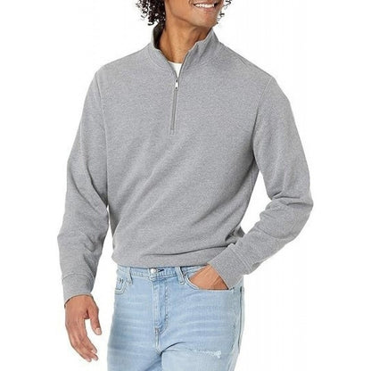 Men's sweatshirt with stand-up collar and quarter zipper