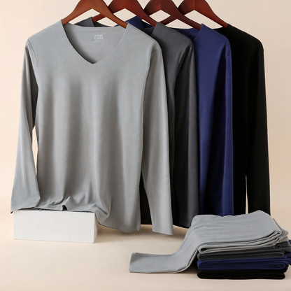 Seamless thermal underwear set with double-sided brushing