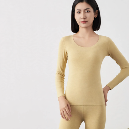 Thermal underwear set for women, self-heating, U-neck
