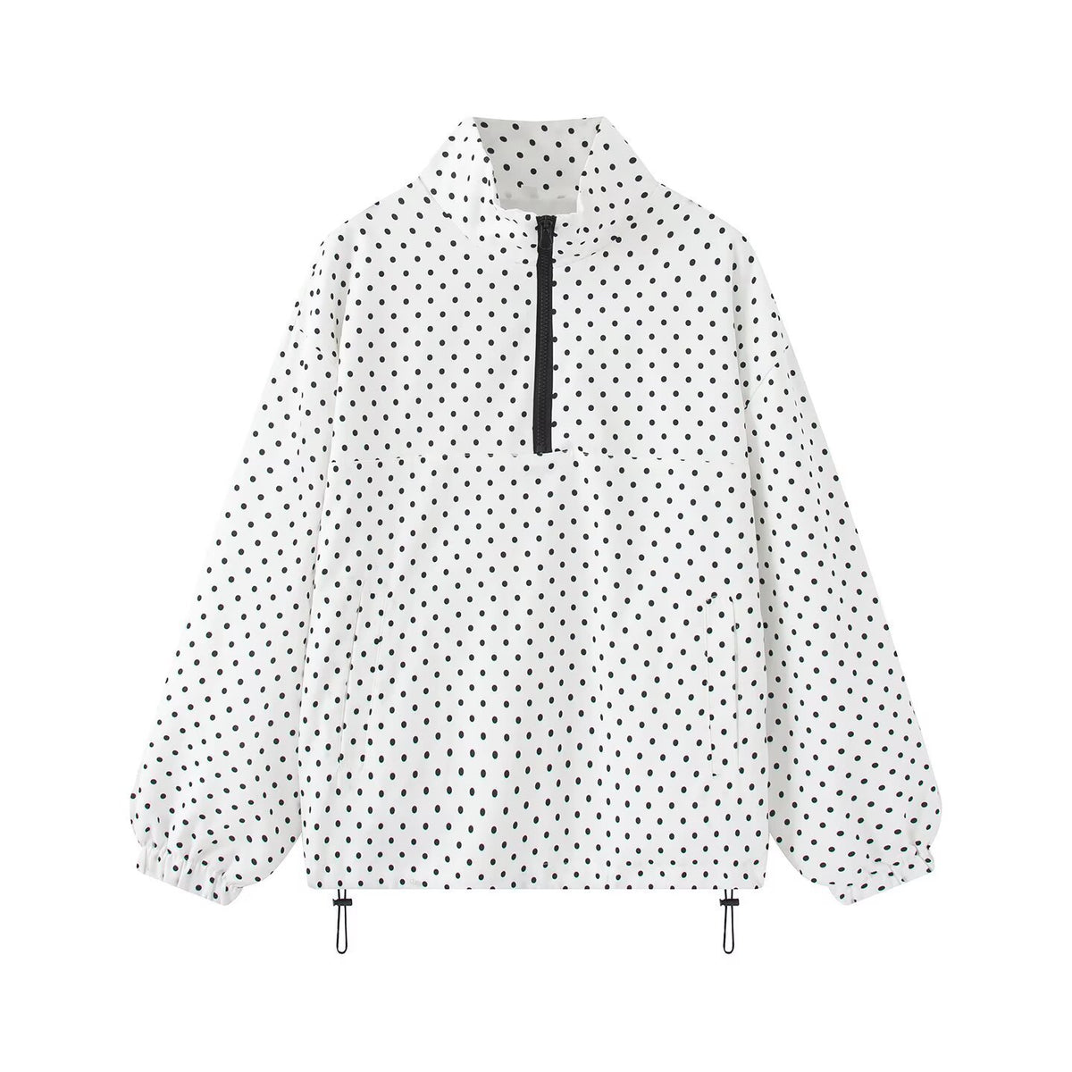Unisex sweatshirt with stand-up collar and dot pattern