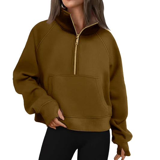 Women's sweatshirt with zipper and raglan sleeves