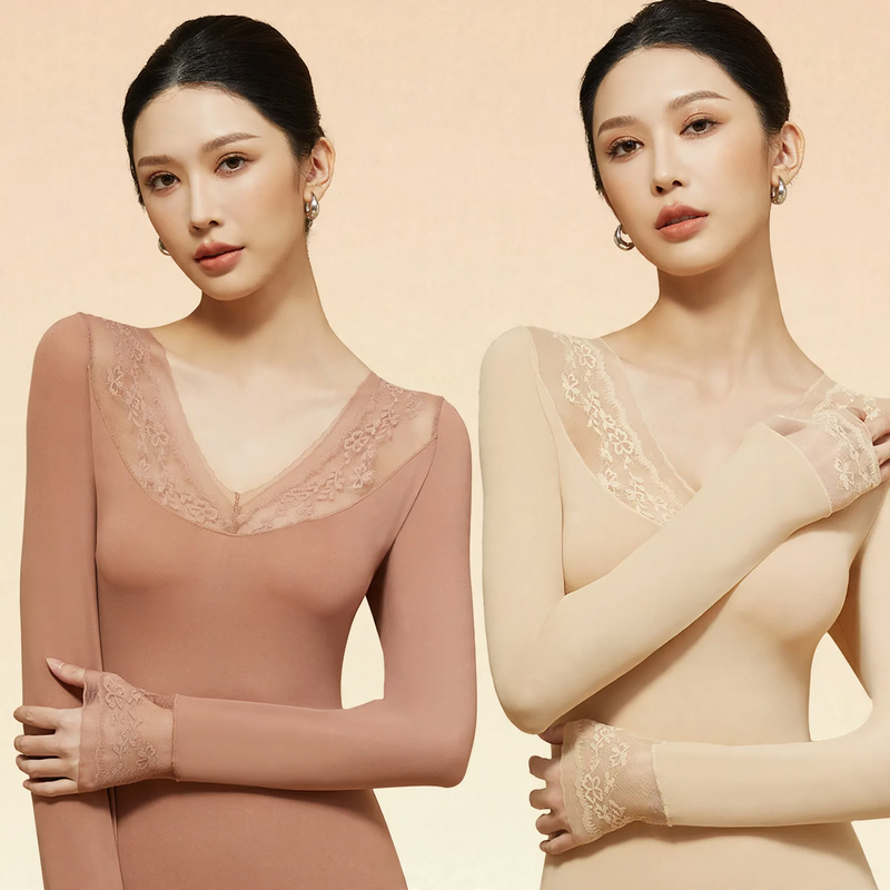 Elastic Thermal Underwear Set, V-Neck