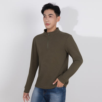 Men's waffle sweatshirt with zipper and lining