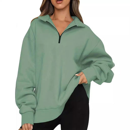 Women's sweatshirt with zipper and stand-up collar