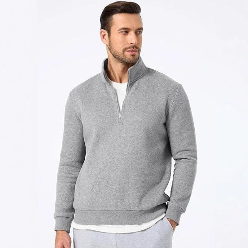 Men's sweatshirt with stand-up collar and zipper