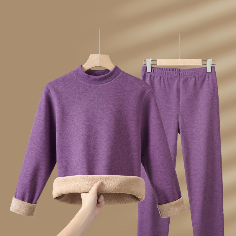 Thermal underwear set, lined, with stand-up collar