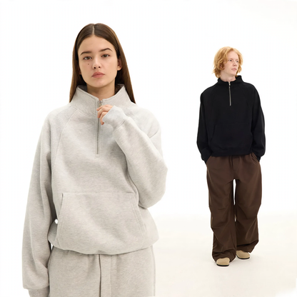 Sweatshirt with stand-up collar and zipper