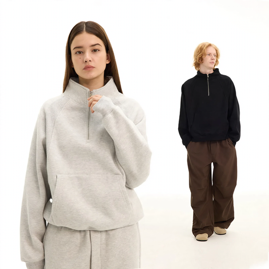 Sweatshirt with stand-up collar and zipper