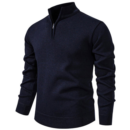 Slimmer knit sweater with stand-up collar and zipper