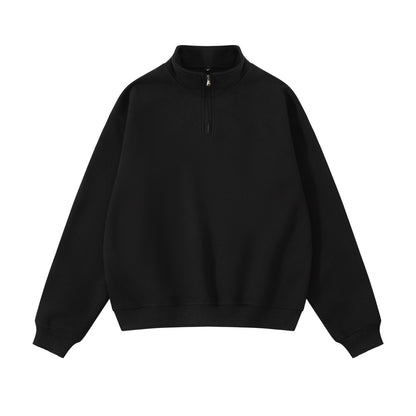 Unisex sweatshirt with zip and stand-up collar