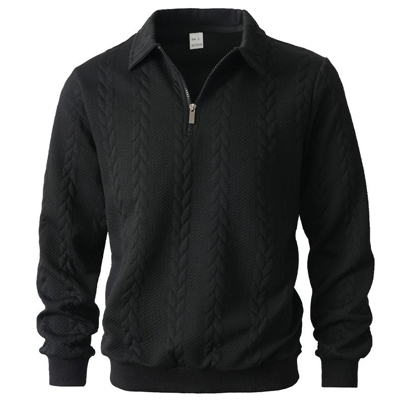 Men's sweatshirt with zipper and laydown collar
