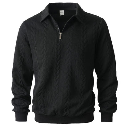 Men's sweatshirt with zipper and laydown collar