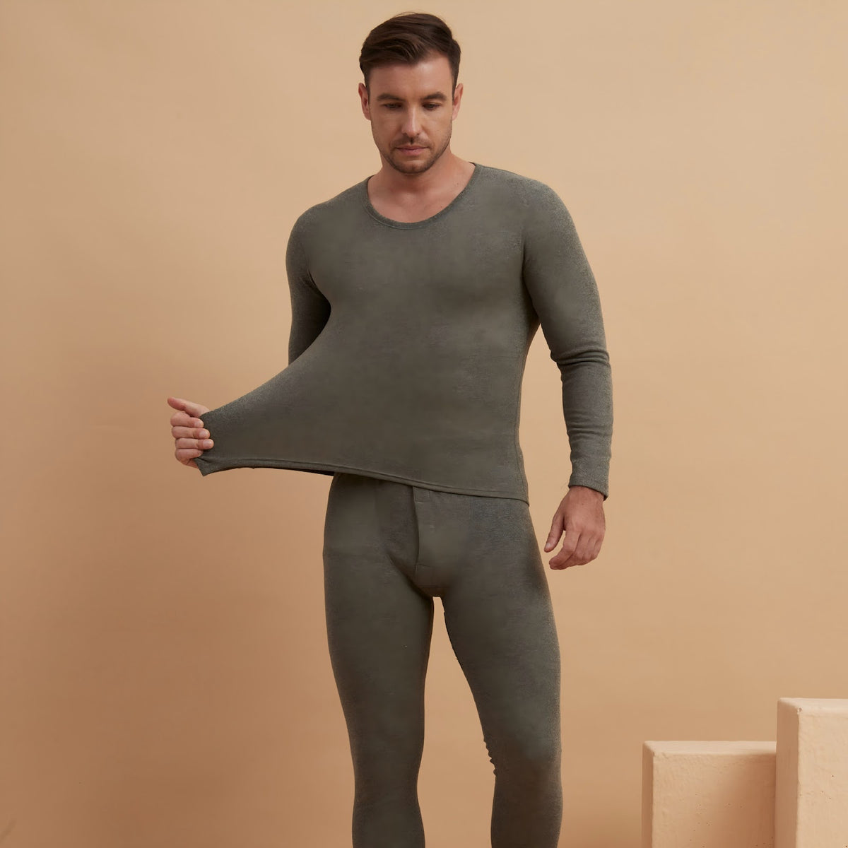 Thermal underwear set for women and men, round neck