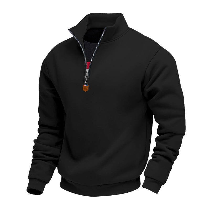 Athletic men's sweater with zipper and lining