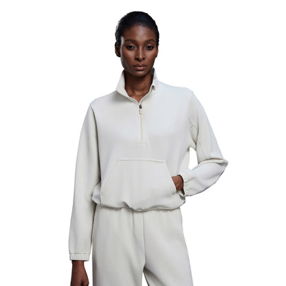 Women's sweatshirt with half zip and stand-up collar